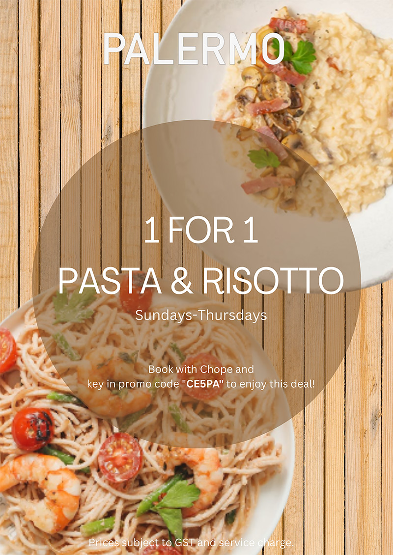 Ristorante Palermo - 1-for-1 Pasta & Risotto - Marina Keppel Bay